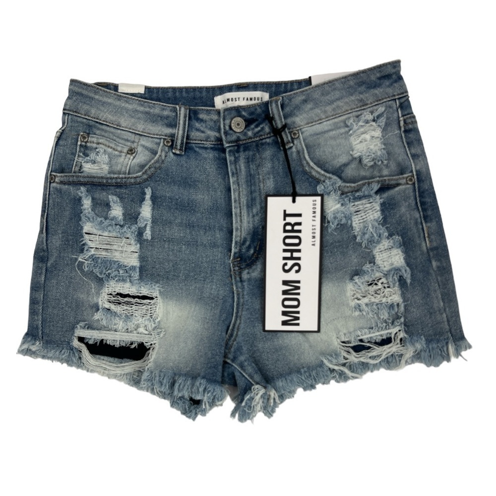 Almost famous distressed, Frayed denim Mom shorts, new with tags